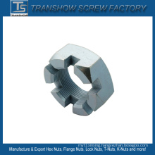 M4-M72 Galvanized Carbon Steel DIN935 Hex Slotted Nut